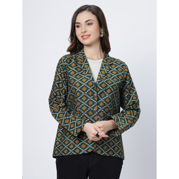 AX: Cotton Blazer Jacket in Handloom Sambalpuri Ikat Fabric