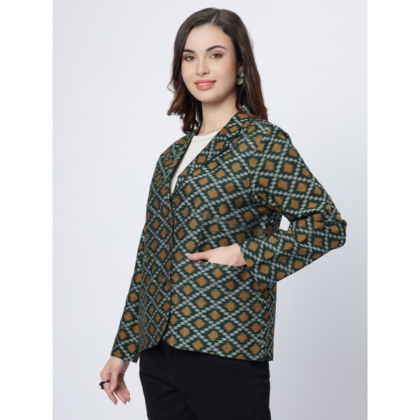 AX: Cotton Blazer Jacket in Handloom Sambalpuri Ikat Fabric