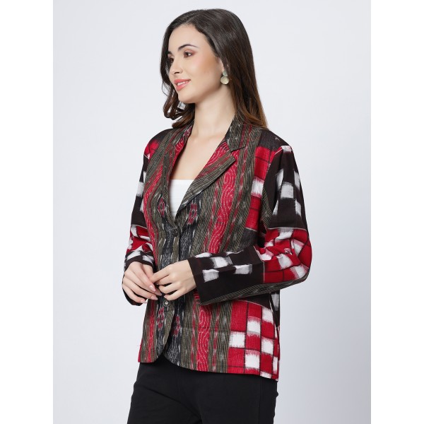 AX: Cotton Blazer Jacket in Handloom Sambalpuri Ikat Fabric 