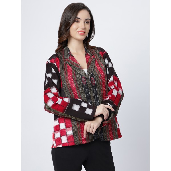 AX: Cotton Blazer Jacket in Handloom Sambalpuri Ikat Fabric 