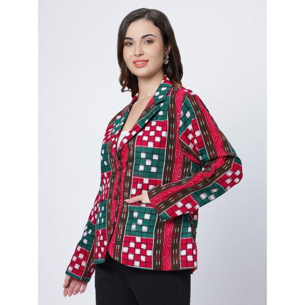 AX: Cotton Blazer Jacket in Handloom Sambalpuri Ikat Fabric