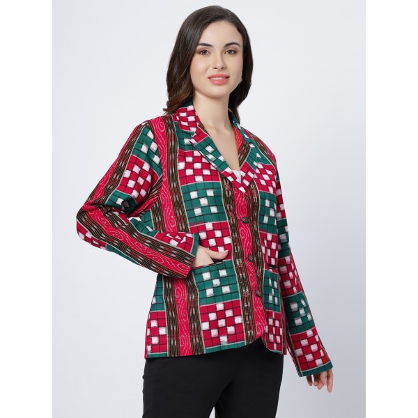 AX: Cotton Blazer Jacket in Handloom Sambalpuri Ikat Fabric