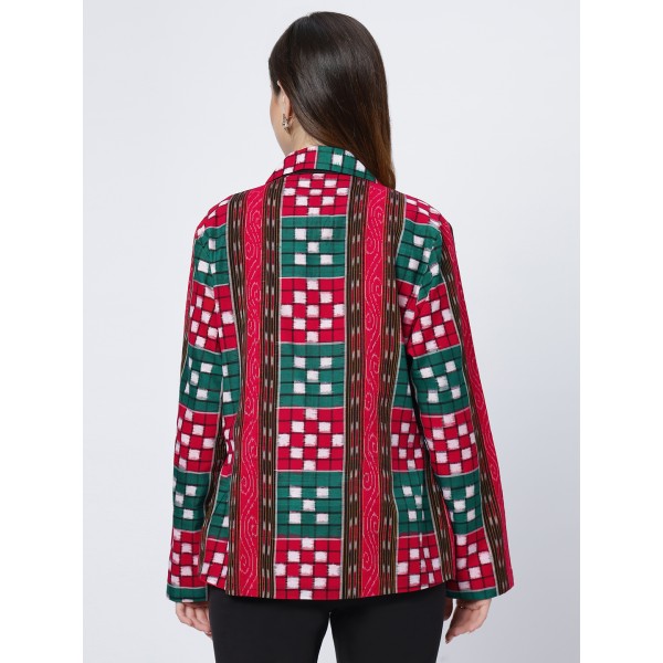 AX: Cotton Blazer Jacket in Handloom Sambalpuri Ikat Fabric