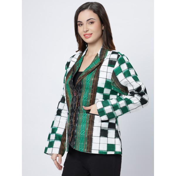 AX: Cotton Blazer Jacket in Handloom Sambalpuri Ikat Fabric