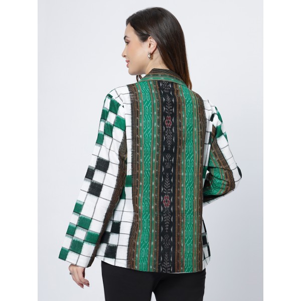 AX: Cotton Blazer Jacket in Handloom Sambalpuri Ikat Fabric