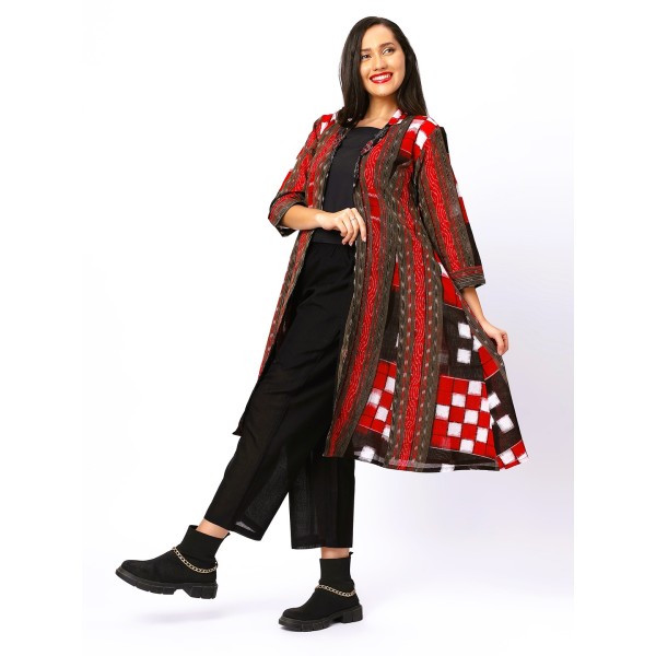 AW: Cotton Jacket in Handloom Sambalpuri Ikat Fabric