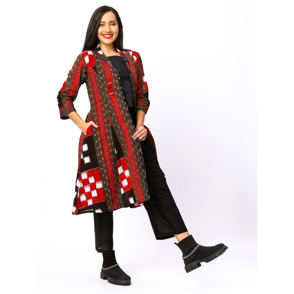 AW: Cotton Jacket in Handloom Sambalpuri Ikat Fabric