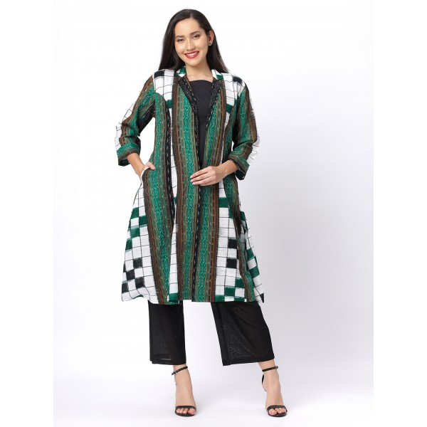 AW: Cotton Jacket in Handloom Sambalpuri Ikat Fabric