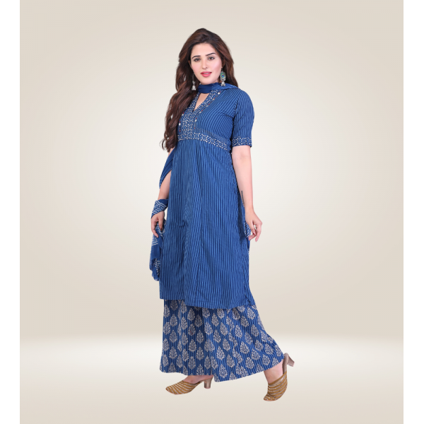 OOS: Handloom Cotton Kurti with Bottom and Dupatta