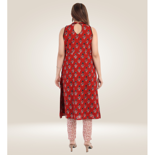 Kurti Bottom Dupatta Set in Block Printed Cotton Fabric