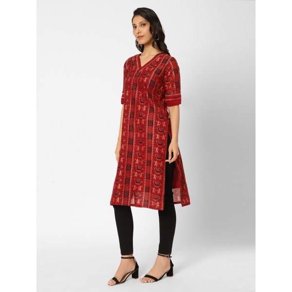 AZ: Cotton Kurti in Handloom Sambalpuri Ikat Fabric