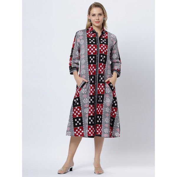 AY: Cotton Dress in Handloom Sambalpuri Double Ikat Fabric