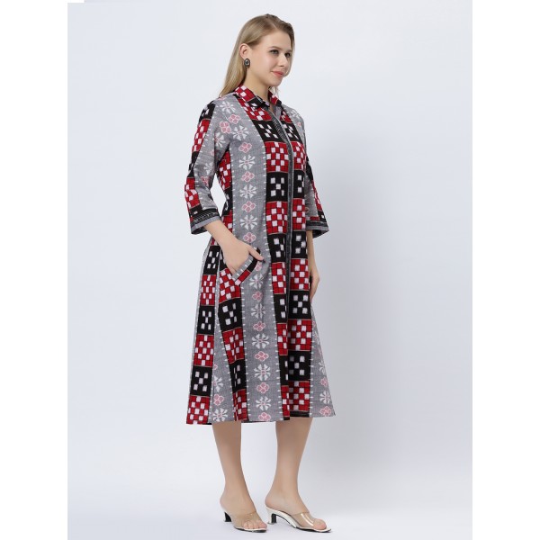 AY: Cotton Dress in Handloom Sambalpuri Double Ikat Fabric