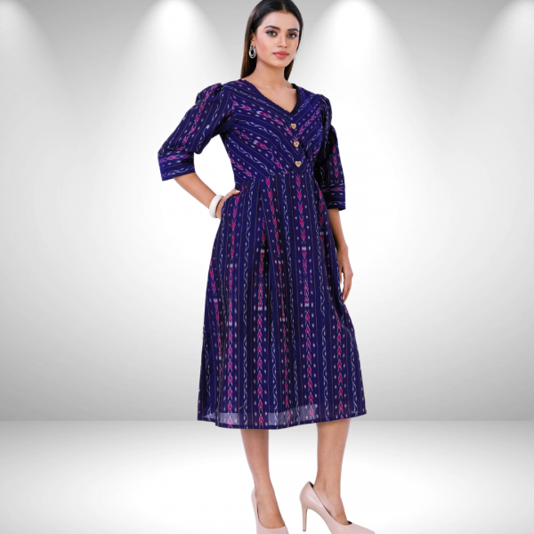 OOS: Cotton Dress in Handloom Sambalpuri Ikat Fabr...