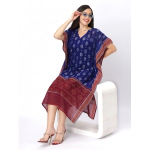 AW: Cotton Kaftan Dress in Handloom Sambalpuri Ika...