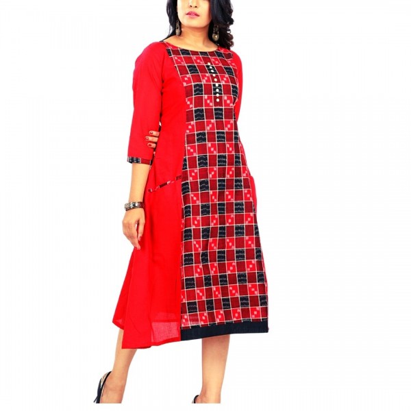 OOS:Cotton Dress in Handloom Cotton Sambalpuri Ikat Fabric