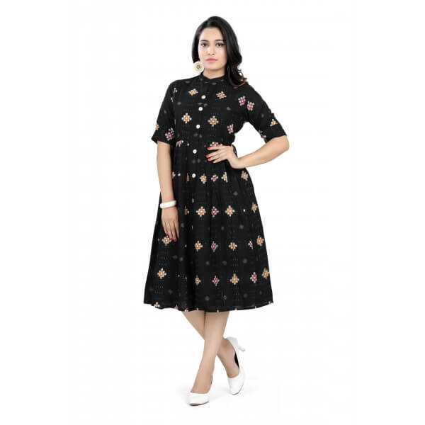 OOS:Cotton Dress in Handloom Cotton Sambalpuri Ikat Fabric