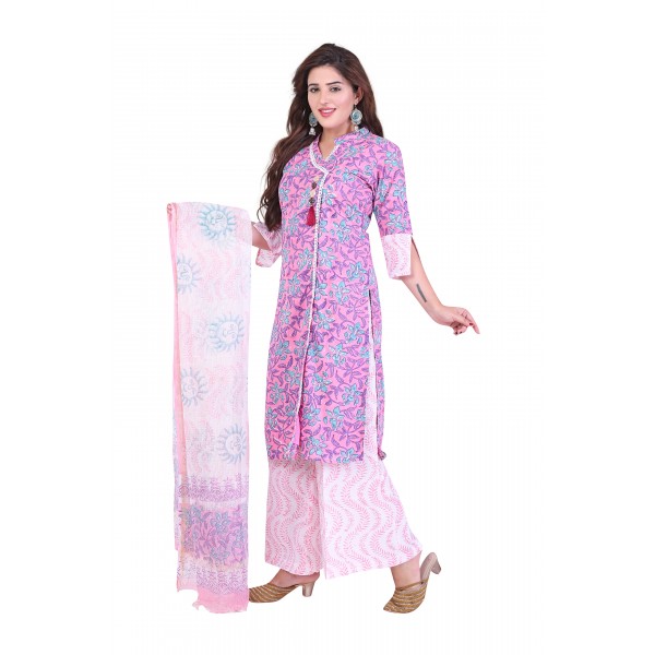 Handloom Cotton Kurti Set in Block Print Fabric