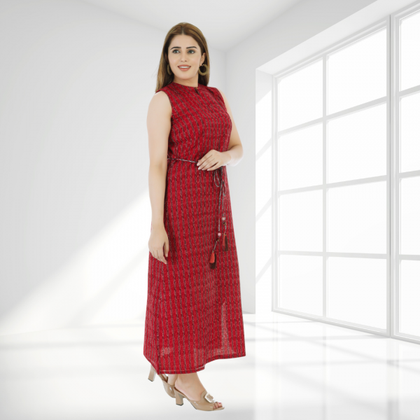 AX: Cotton One Piece Dress in Handloom Sambalpuri Ikat Fabric