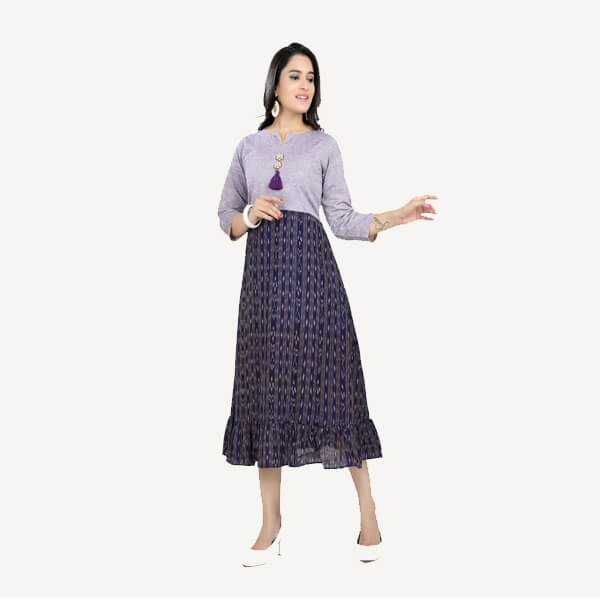 Cotton Dress in Handloom Sambalpuri Ikat Fabric 