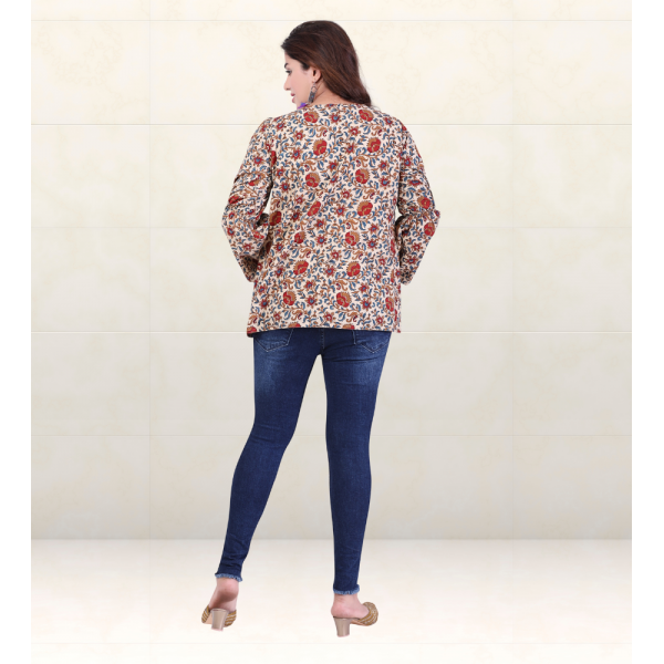 OOS: Cotton Short Top in Handloom Block-Printed Fabric